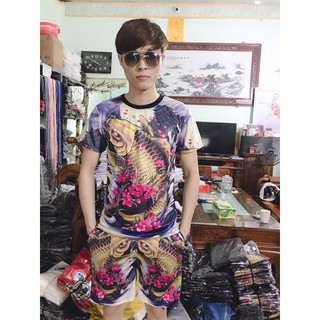  Bộ nam in 3D cá chép tím cành đào .