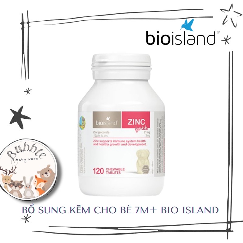 Viên nhai bổ sung kẽm Bio Island Zinc 120 viên