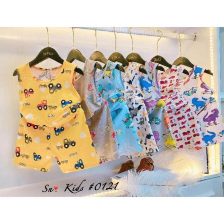 Set bộ ba lỗ hè in hình mini toàn thân cho bé chất cotton xuất dư siêu mềm