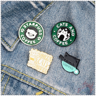 Ghim Cài Áo Hình Mèo/ Cún Và Cốc Cà Phê Đáng Yêu
