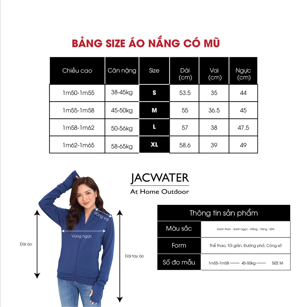 Áo chống nắng nữ 2 lớp thun lạnh phối lưới nách thông hơi hút gió V360 JACWATER