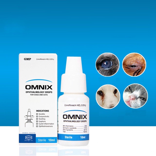 Thuốc nhỏ mắt Alkin Omnix đặc trị các bệnh về mắt cho chó mèo, thú cưng. Loại tốt nhất hiện nay