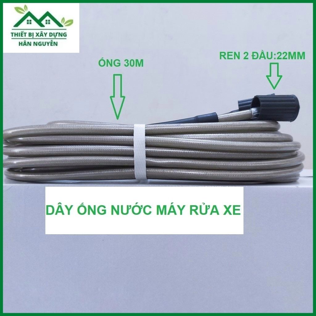 Dây máy xịt rửa xe 30m cao áp,ren 22mm,cuộn ống nước