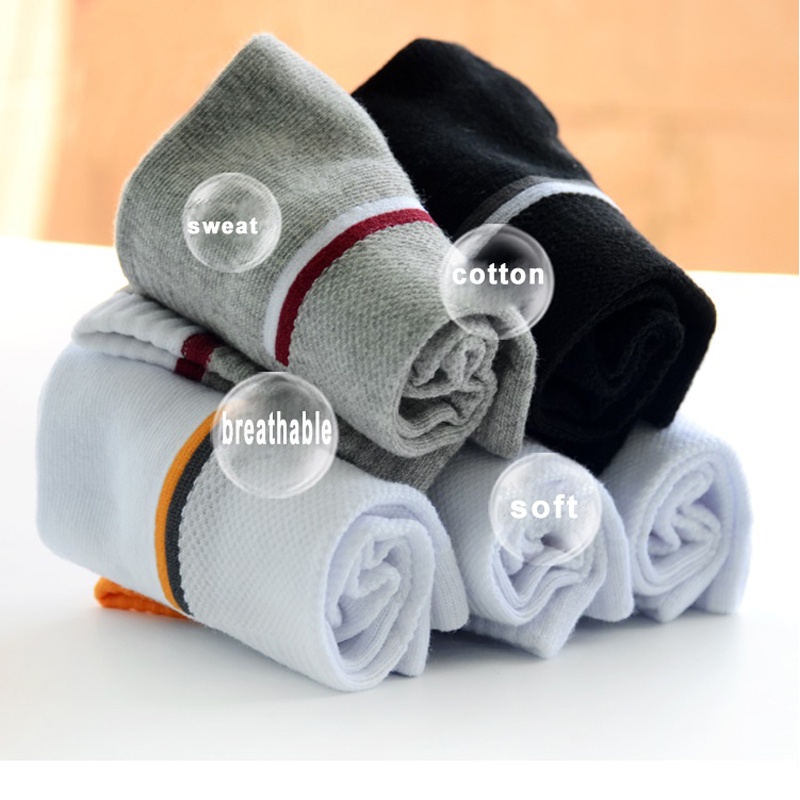 Bộ 5 Đôi Vớ Thể Thao Bằng Cotton Thoáng Khí Cho Nam Size 38-48