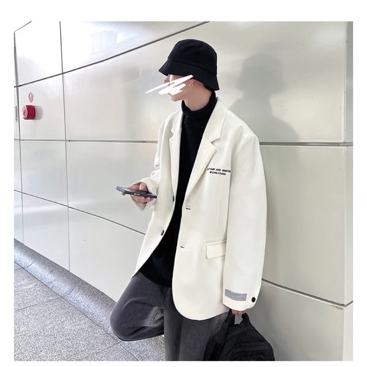 Áo Khoác Blazer Nam Nữ Form Rộng Dài Tay Thời Trang Unisex Basic Cổ Vest ,Phong Cách Hàn Quốc