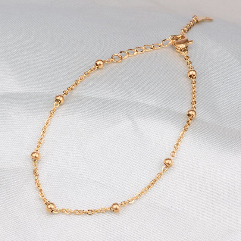 Vòng tay / lắc chân hạt tròn kiểu dáng đơn giản điều chỉnh được thời trang nữ Hàn Quốc dễ phối đồ