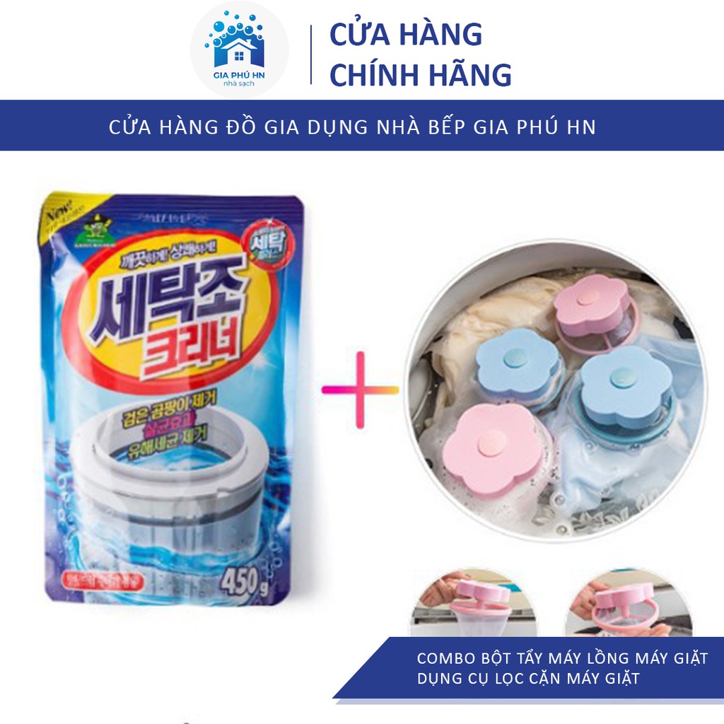 Combo Bột Tẩy Máy Lồng Máy Giặt + Dụng Cụ Lọc Cặn Máy Giặt