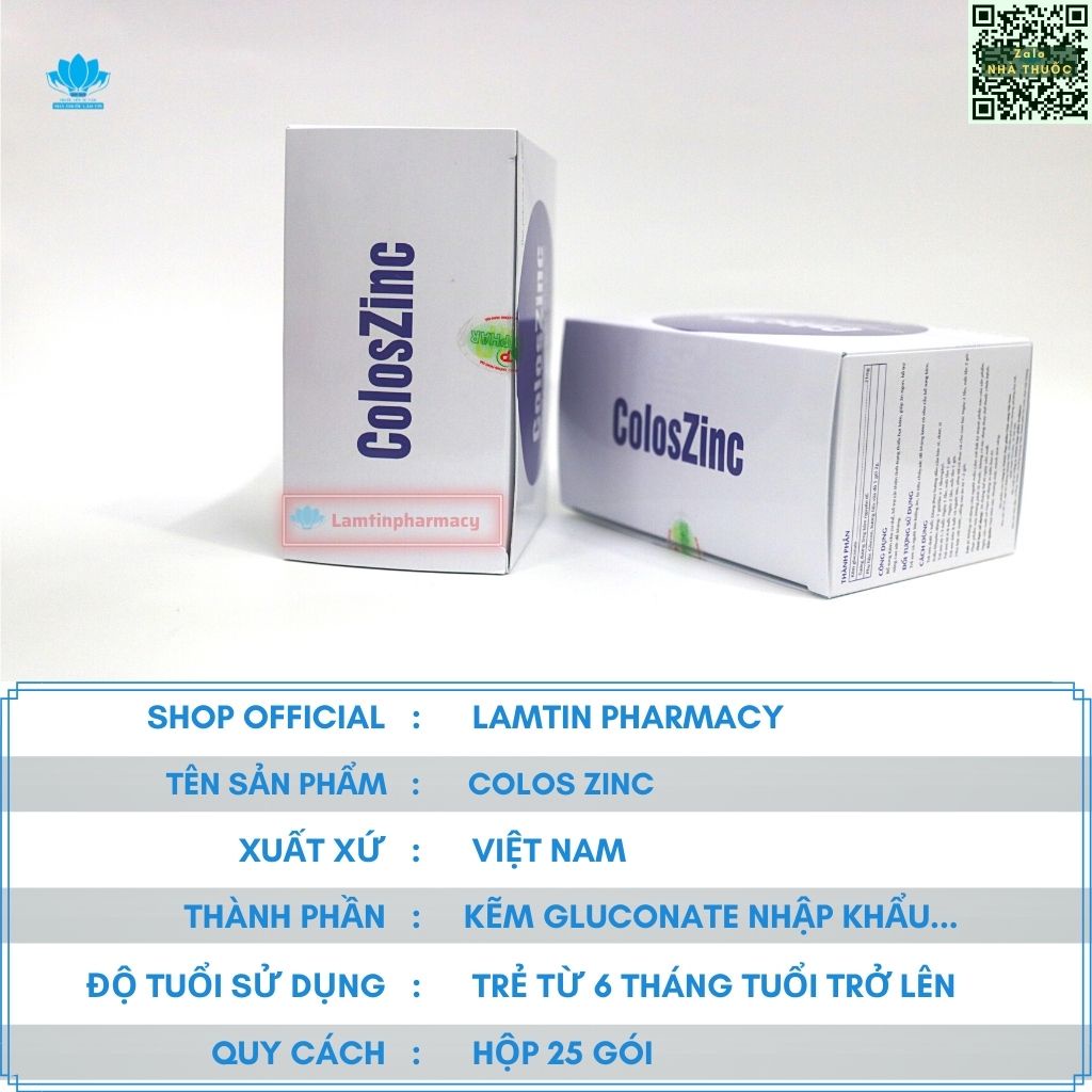 Coloszinc Kẽm hữu cơ dạng bột chính hãng Nguyên liệu Của Pháp Cho trẻ ăn ngon, tiêu hoá khoẻ { hộp 25 gói }