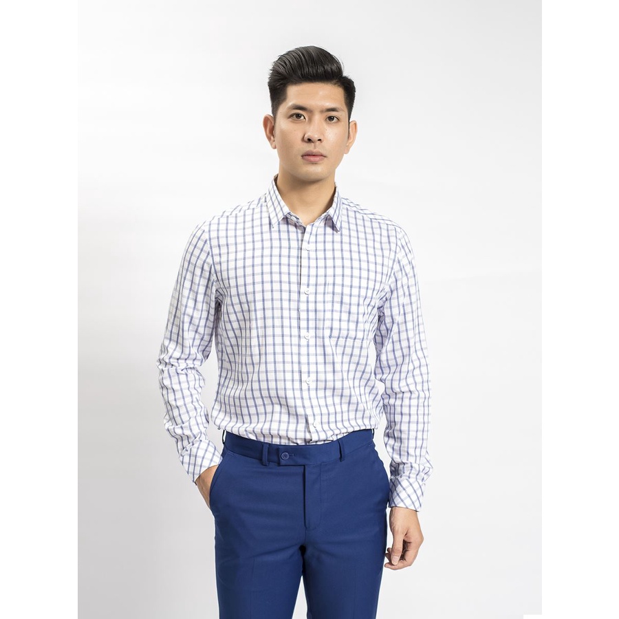 Áo sơ mi dài tay nam phom regular fit tà lượn chất vải thiên nhiên mềm mát không nhắn co dễ làm sach ALS62208