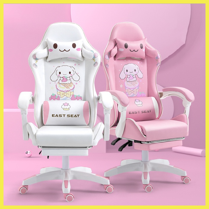 Ghế Gaming Bọc Da Pu Cao Cấp, Ghế Game Live Bigo  màu hồng Hình Họa Tiết Siêu Dể Thương Dành Cho Các Bạn Nữ