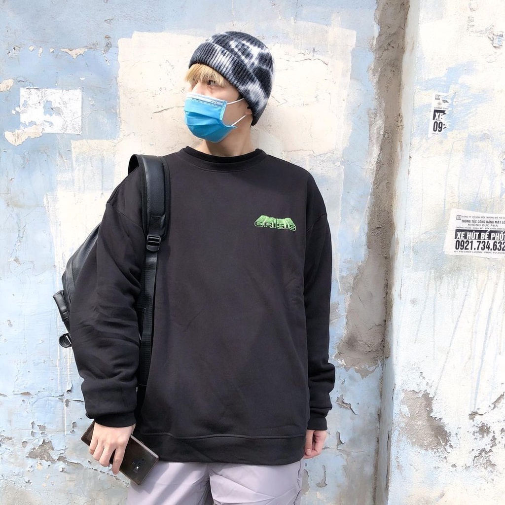 Áo Sweater nam nữ MEANSTORE nỉ da cá oversize Unisex form rộng Ulzzang Streetware Hàn Quốc chất mềm mịn - Crisis