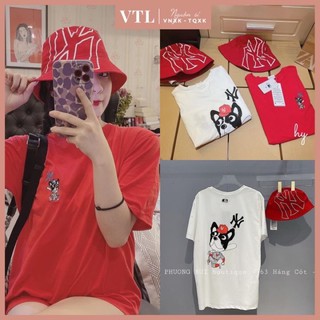 Set áo phông mũ đỏ hình cún dễ thương