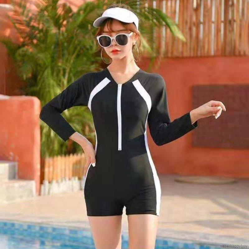 Bộ đồ bơi một mảnh phong cách thể thao dài tay/ngắn tay cho nữ | BigBuy360 - bigbuy360.vn