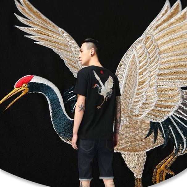 Áo Thun Cotton Ngắn Tay Thêu Hình Hạc Phong Cách Dân Tộc Thời Trang Mùa Hè Hàng Mới