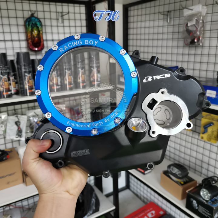 Ốp Lốc Máy - Lốc Nồi Exciter 150 RCB Nhôm CNC Trong Suốt Chính Hãng Racing Boy