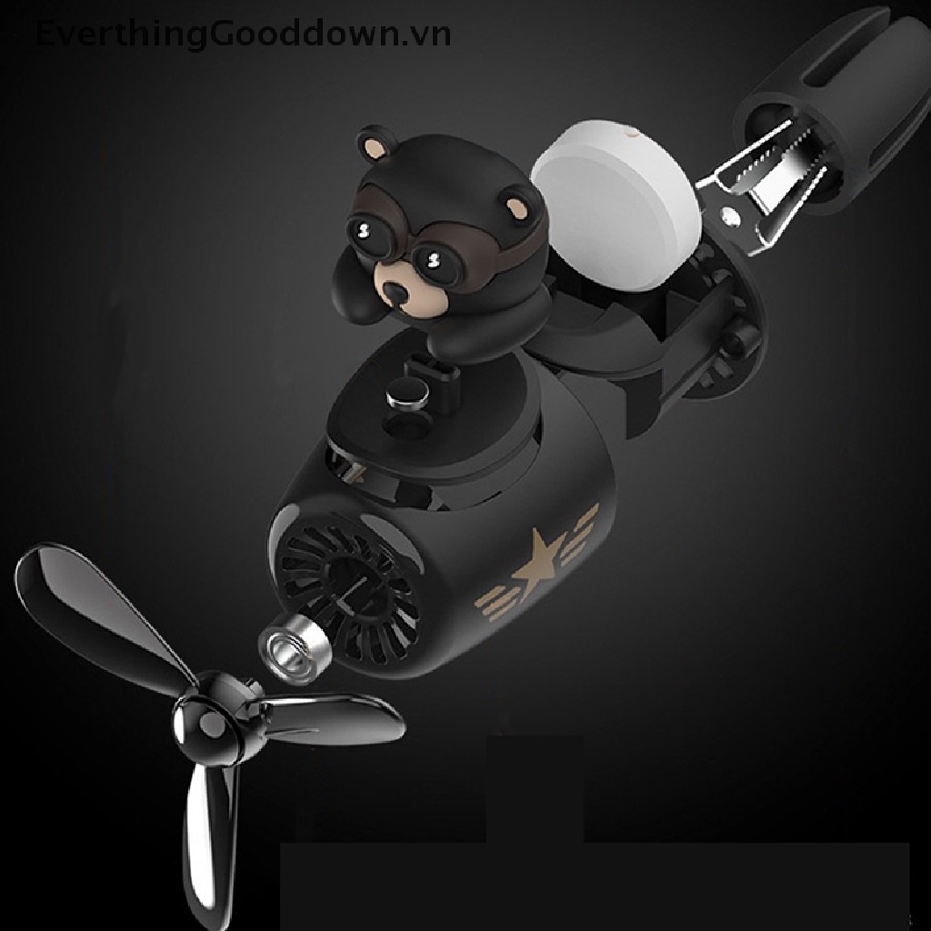 Everthinggood Phụ Kiện Quạt Làm Mát Không Khí Xe Hơi Hình Gấu Phi Công Xoay Được vn