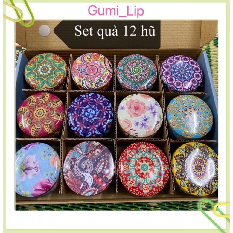 Nến thơm hoa khô SET QUÀ TẶNG KÈM HỘP 12 hũ sáp đậu nành thiên nhiên không khói không độc hại
