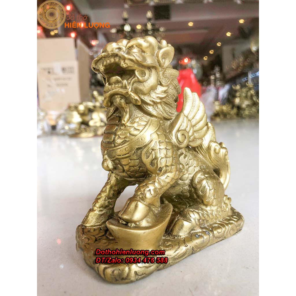 Đôi Tượng Kì Lân Cưỡi Mây Bằng Đồng Cao 7cm