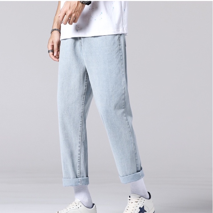 Quần jean baggy nam form suông rộng, rách Gấu + rách Gối RĐ-01 hot trend 2022