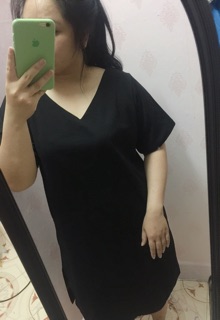 Bigsize Đầm thun cổ V xẻ tà 2 bên