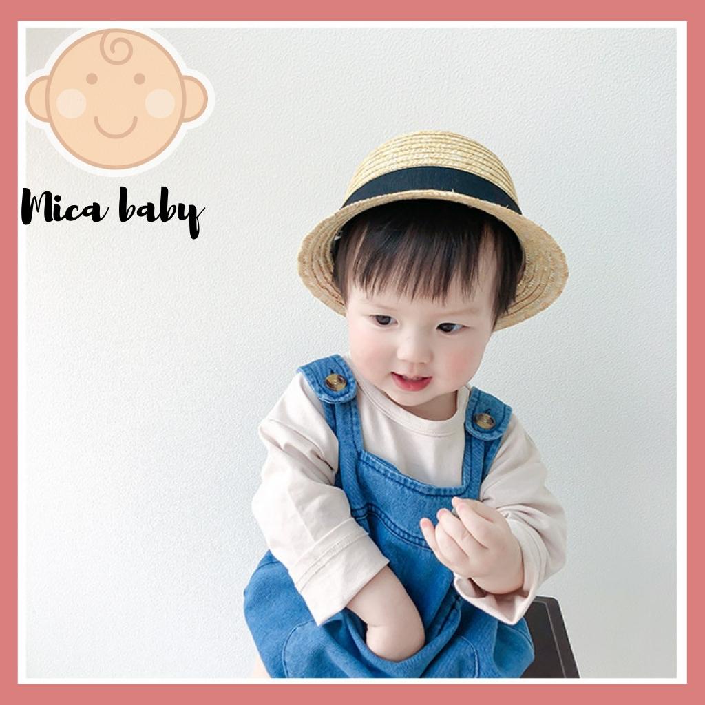 Mũ cói vành rộng cho bé phong cách Nhật Bản đáng yêu Mica baby