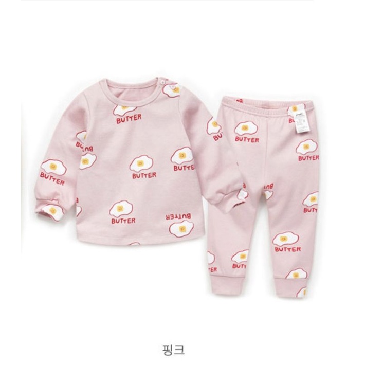 Bộ ngủ dài tay mặc nhà thu đông xuất Hàn hình trứng và sư tử cho bé trai và bé gái