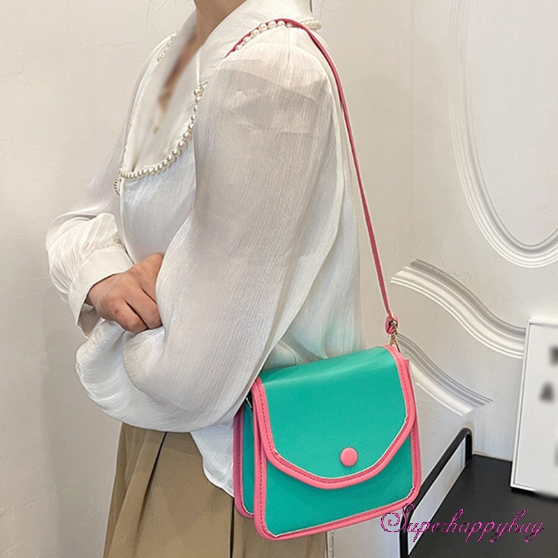 Túi Đeo Chéo Màu Sắc Vintage Thời Trang Cho Nữ