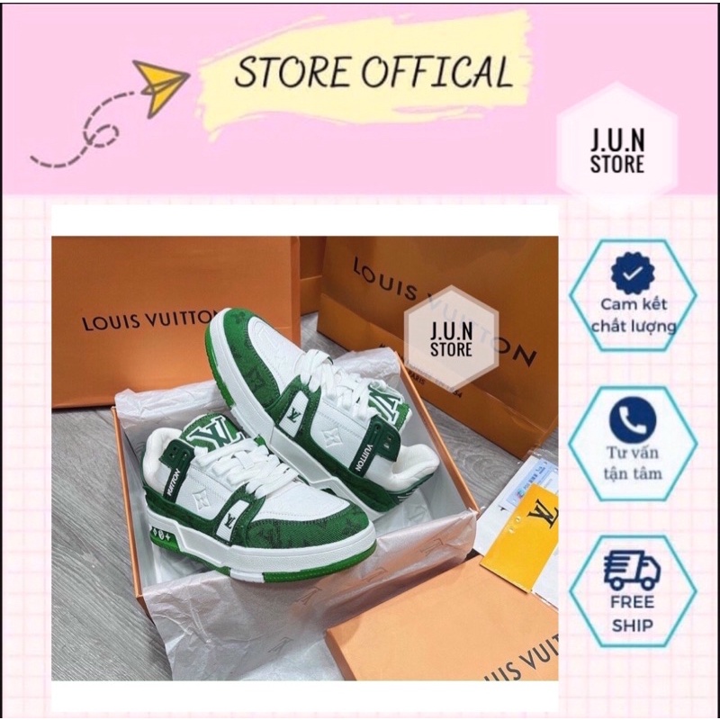 GIÀY L.V TRAINER SNEAKER GREEN WHITE LAI AU SC