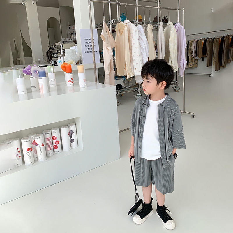 Set Áo Thun Ngắn Tay Và Quần Short Phong Cách Hàn Quốc Thời Trang Mùa Hè Cho Bé Trai