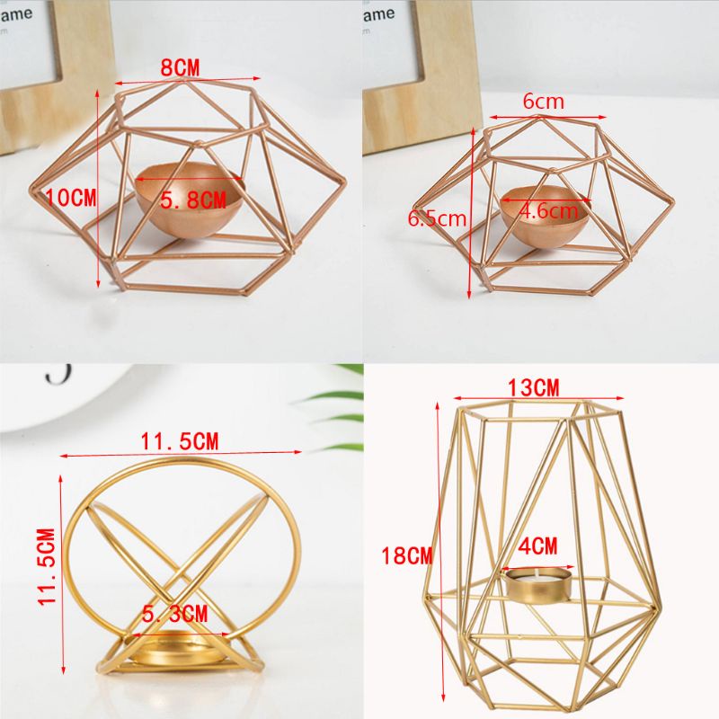 Giá Đỡ Đèn Cầy Bằng Sắt Màu Vàng Đồng Phong Cách Hình Học Hiện Đại