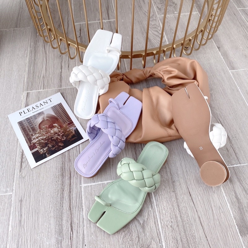 DÉP NỮ THỜI TRANG CHẺ MŨI XỎ NGÓN QUAI THẮT BÍNH (MÃ: S80DE17)