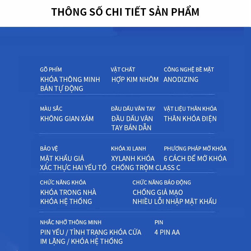 Khoá cửa thông minh Phù hợp cửa gỗ,cửa thép, cửa chung cư,lắp đặt cài đặt tận nơi,phục vụ nhanh Khóa kỹ thuật số vân tay