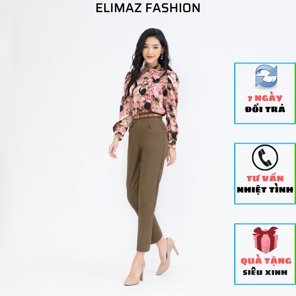 [Thiết kế mới 2021] Quần Tây Âu Nữ Công Sở Lưng Cao Dáng Baggy Elimaz Có Trang Trí Túi EQ20.024