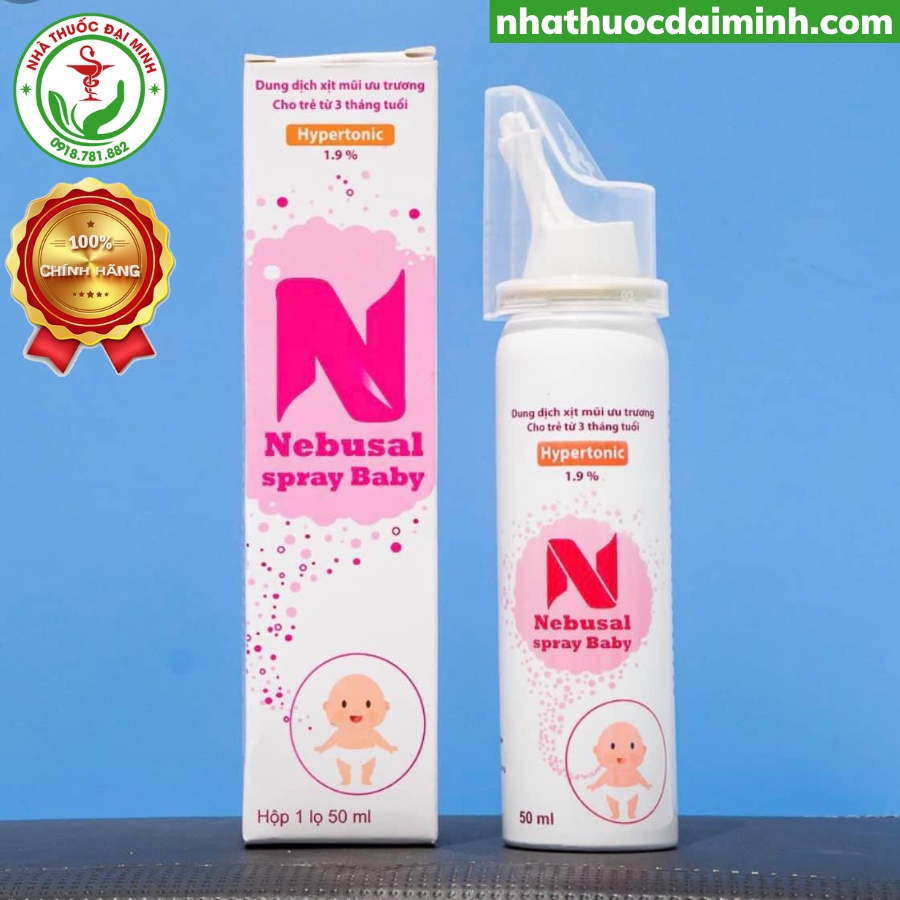 Xịt Mũi Nebusal Spray Baby 1,9% - Giảm Ngạt Mũi, Chảy Nước Mũi, Vệ Sinh Mũi Cho Trẻ Từ 3 Tháng