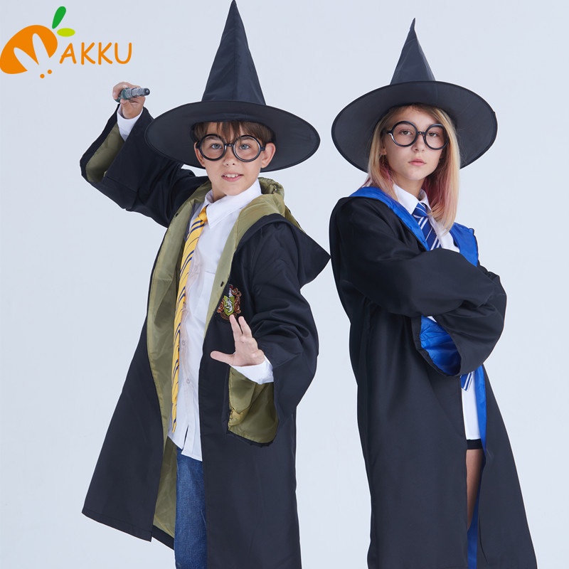 Harry Potter Trang phục cho trẻ em Holloween Đồng phục cậu bé Gryffindor Cape cô gái Slytherin em bé Hufflepuff Cloak Ravenclaw Cosplay Playful Magic Robe AKKU