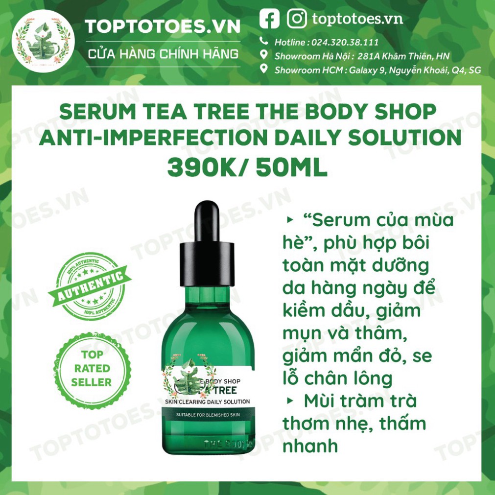 SALE XẢ KHO Serum The Body Shop Tea Tree Anti-imperfection Daily Solution kiềm dầu, giảm và ngừa mụn, thâm, se lỗ chân l