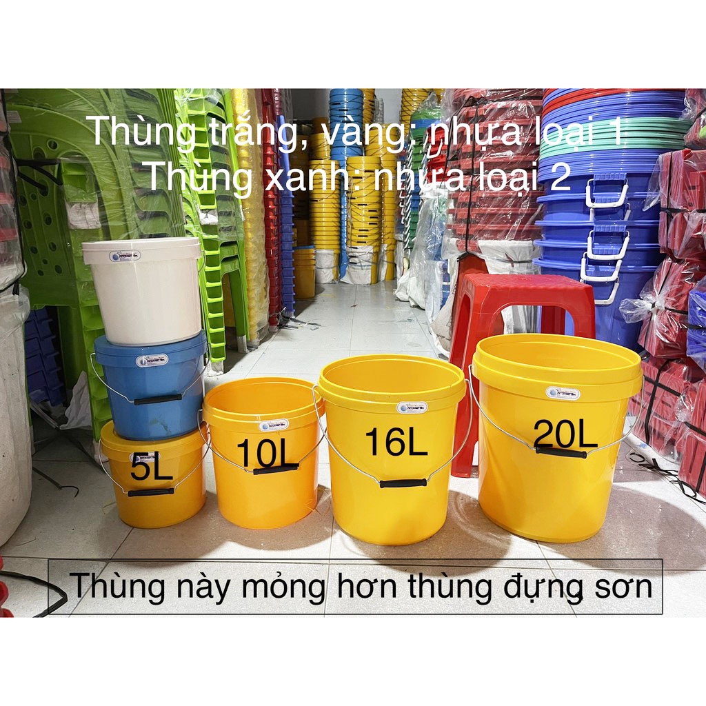 Nắp thùng sơn màu vàng, trắng, xanh, nhựa pp chính phẩm, bền sử dụng lâu dài có 6 kích thước - giadungduthuy