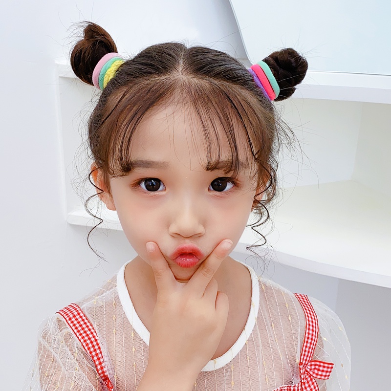 Set 100 Dây Buộc Tóc Nylon Co Giãn 2cm Màu Sắc Ngọt Ngào Phong Cách Công Chúa Cho Bé Gái