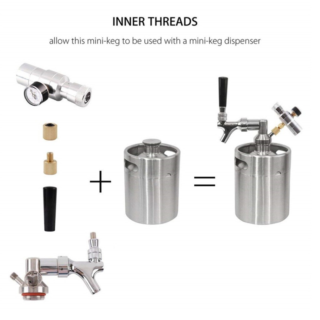 Hệ Thống Beer Mini 5L Keg Growler tạo bọt đẹp mắt (bao gồm bộ vòi)