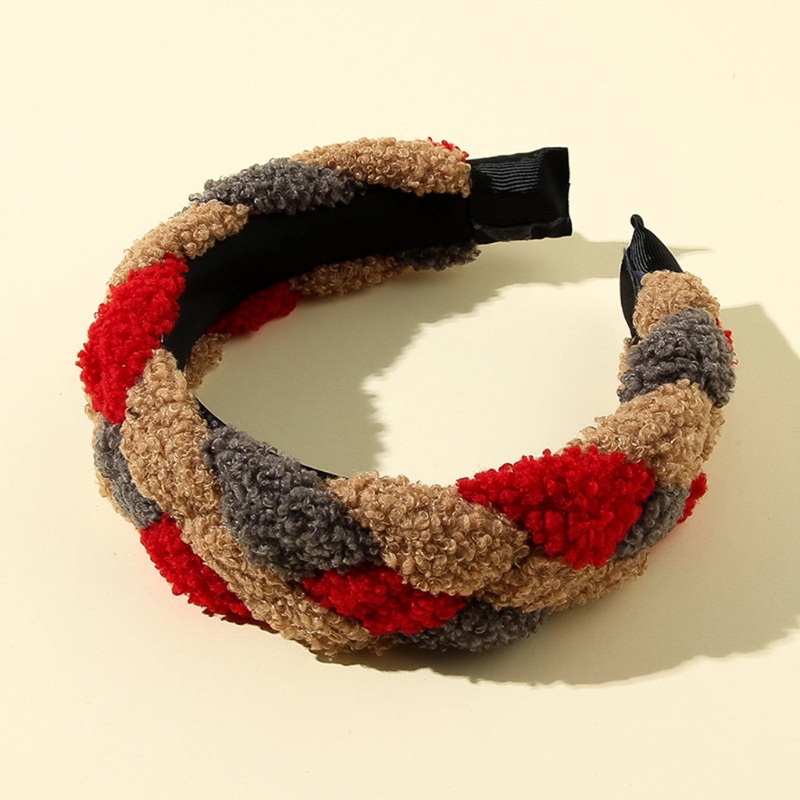 Băng Đô Cài Tóc Rửa Mặt Bằng Lông Cừu Giả Bện Xoắn Nhiều Màu Sắc Tương Phản Phong Cách Dân Tộc Cổ Điển Mùa