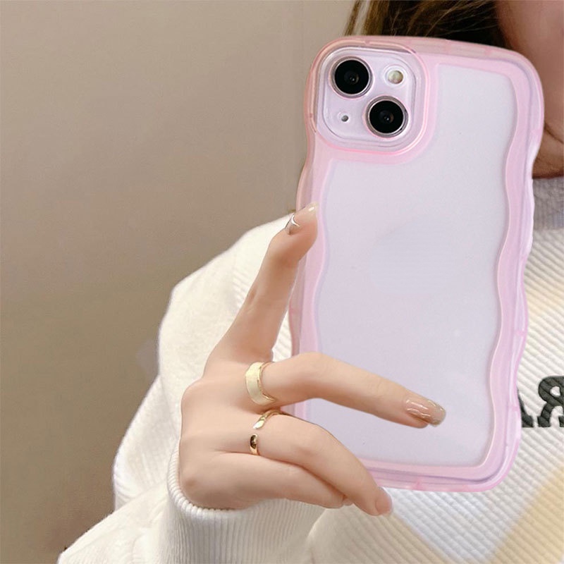 Ốp Điện Thoại Viền Gợn Sóng Màu Kẹo Huỳnh Quang Cho iPhone 14 Pro MAX 13 12 11 Pro MAX IX XS MAX XR