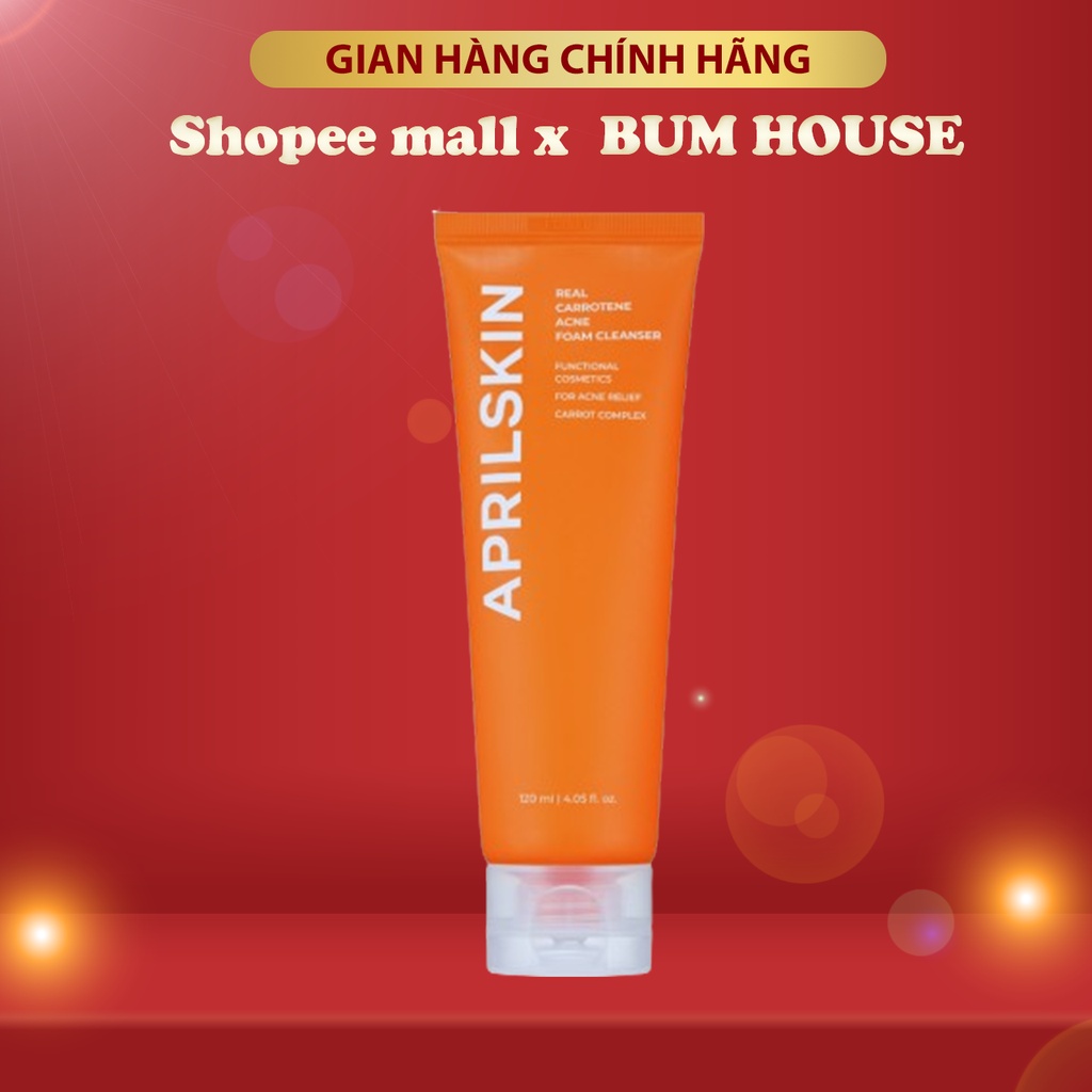 Sữa rửa mặt làm sạch sâu, dịu nhẹ có pH thấp Aprilskin Carrot Acne Foam Cleanser 120ml