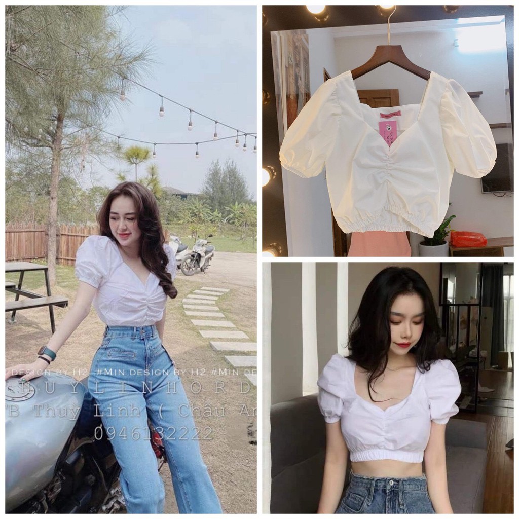 Áo kiểu croptop cộc tay