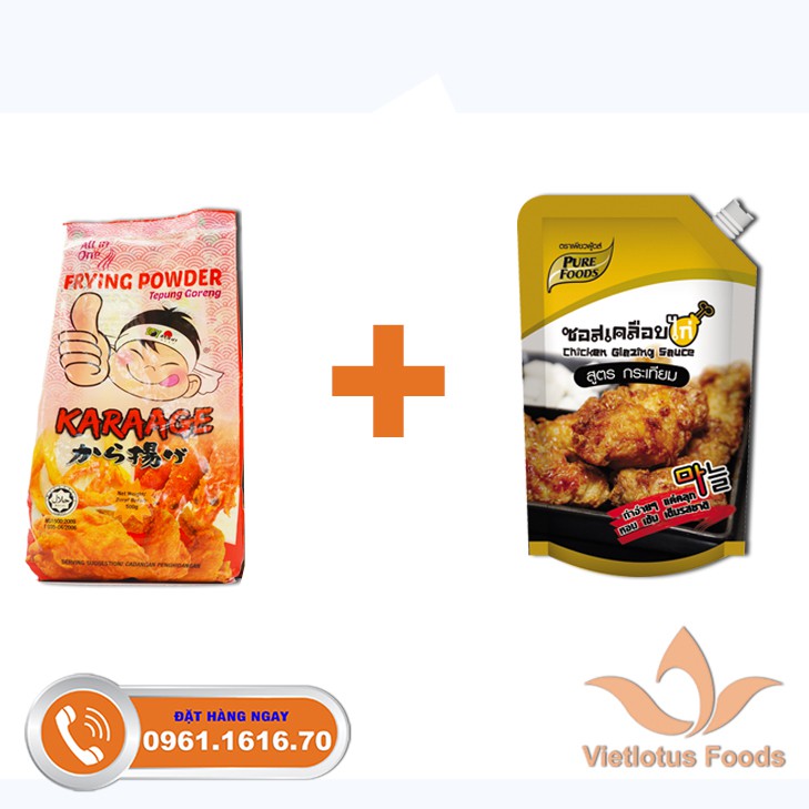 [Combo] 1 Gói Bột Chiên Karaage (500gram/ gói)  + 1 Túi  Sốt Bất Kì (Sốt BBQ/ Sốt Phủ Gà Cay Hàn Quốc/ Sốt Thái Tỏi-1KG)