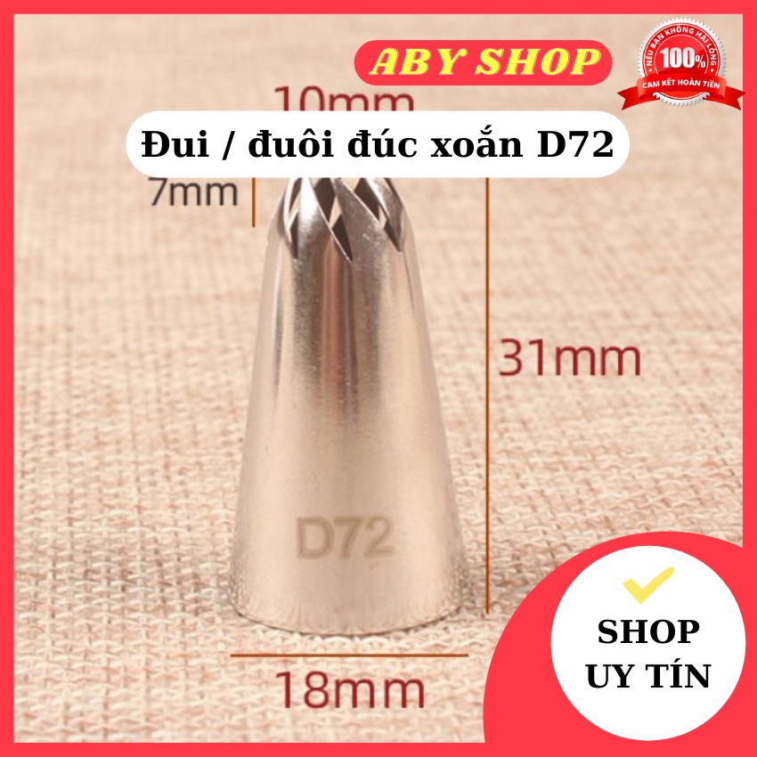 Đui / đuôi đúc xoắn D72 ⚡ CAO CẤP ⚡ đui bắt kem giúp dễ dàng tạo hình cho các loại bánh thêm bắt mắt