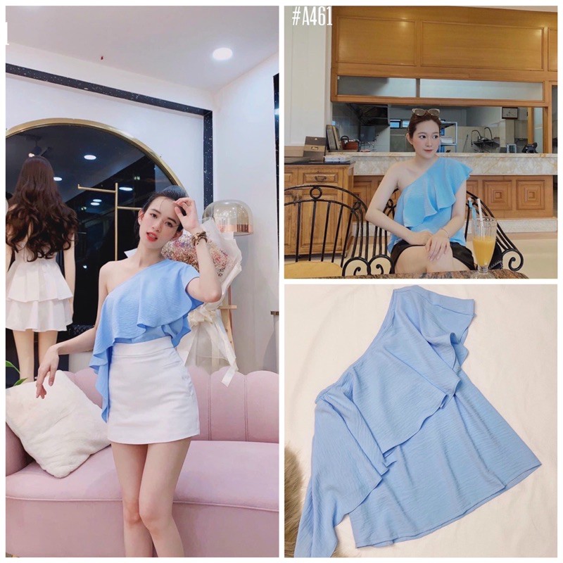 Áo lệch Vai Xanh ( Xả kho Kèm Ảnh Thật 100%)