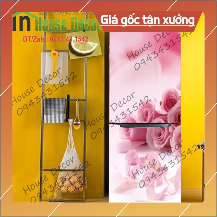 Giấy Dán Tủ Lạnh Chống Thấm Nước - Phù Hợp Mọi Loại Tủ - Hoa Hồng