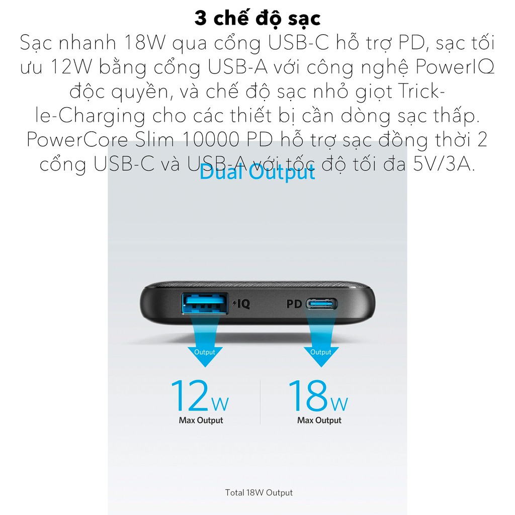 Pin dự phòng Anker PowerCore III Sense 10K - A1231 PD 18W