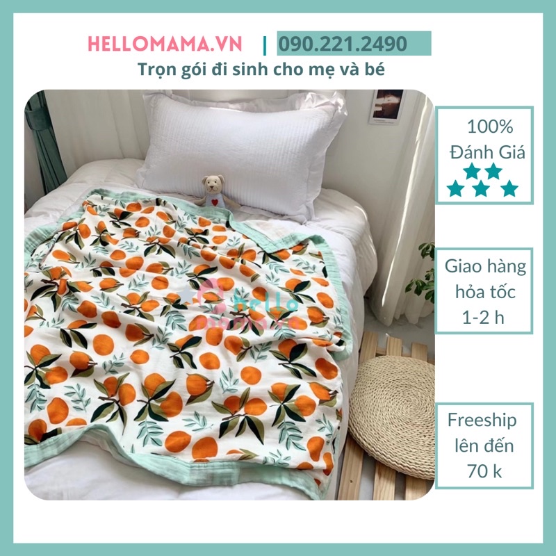 Chăn  sợi tre Manny 4 lớp bo viền mềm mại cho bé (120×120cm) -chất liệu không đổ lông,  thoáng mát cho bé