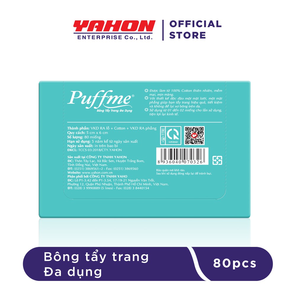 BỘ 3 HỘP BÔNG TẨY TRANG ĐA DỤNG PUFFME 80 MIẾNG